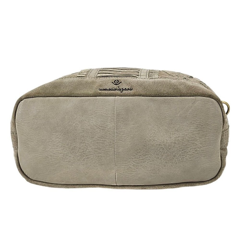 NANETTE LEPORE Bone Suede  Hobo Shoulder Bag with Intricate Woven Design - Picture 5 of 11